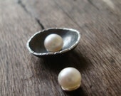 Earrings Sea Pod Stud with pearls in sterling silver Gift for Her Jewelry  Mom women post pearl earrings spring mother's day