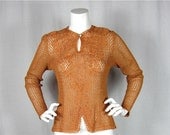 25% Off Storewide Sale  //  Vintage 30s 40s Micro Crochet Mesh Sweater, Sz S