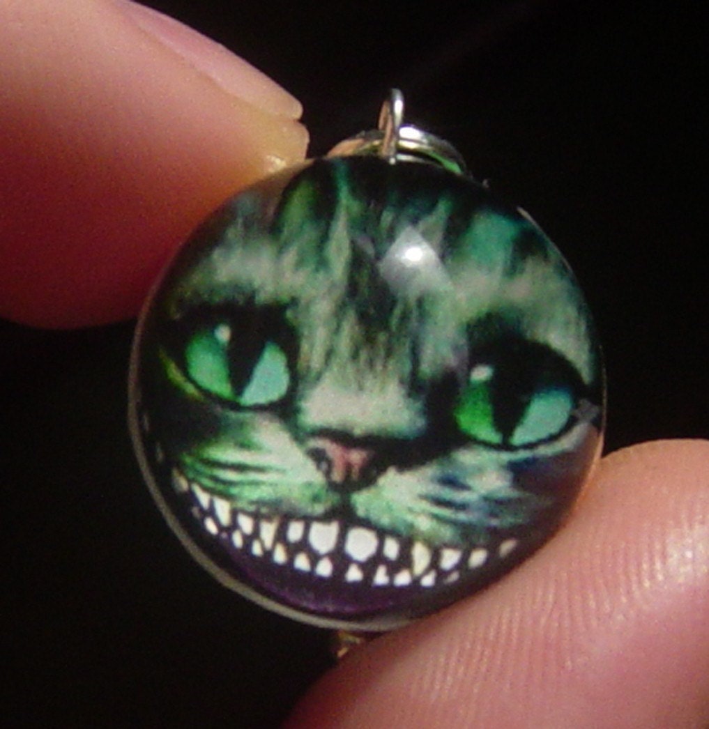 Cheshire Cat Smile Lucite and Silver Bubble Charm