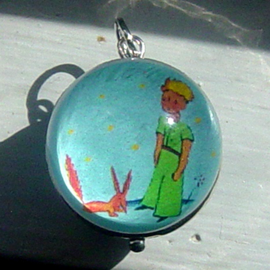 Le Petit Little Prince and Fox Bubble Charm with Vintage Back