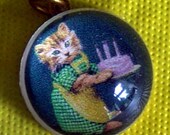 Kitty Cat Bakes a Birthday Cake Bubble Charm I Love You Vintage Back