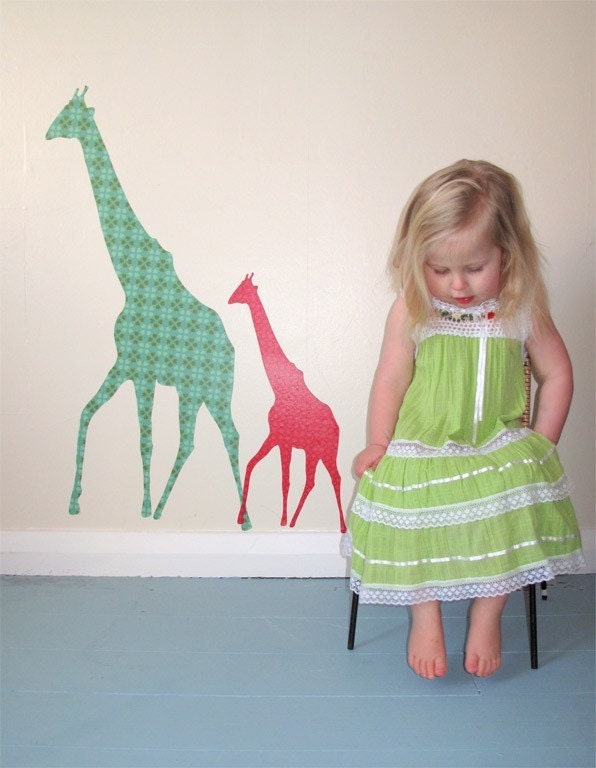 Whimsical Giraffes - Wall stickers fabric reusable decals