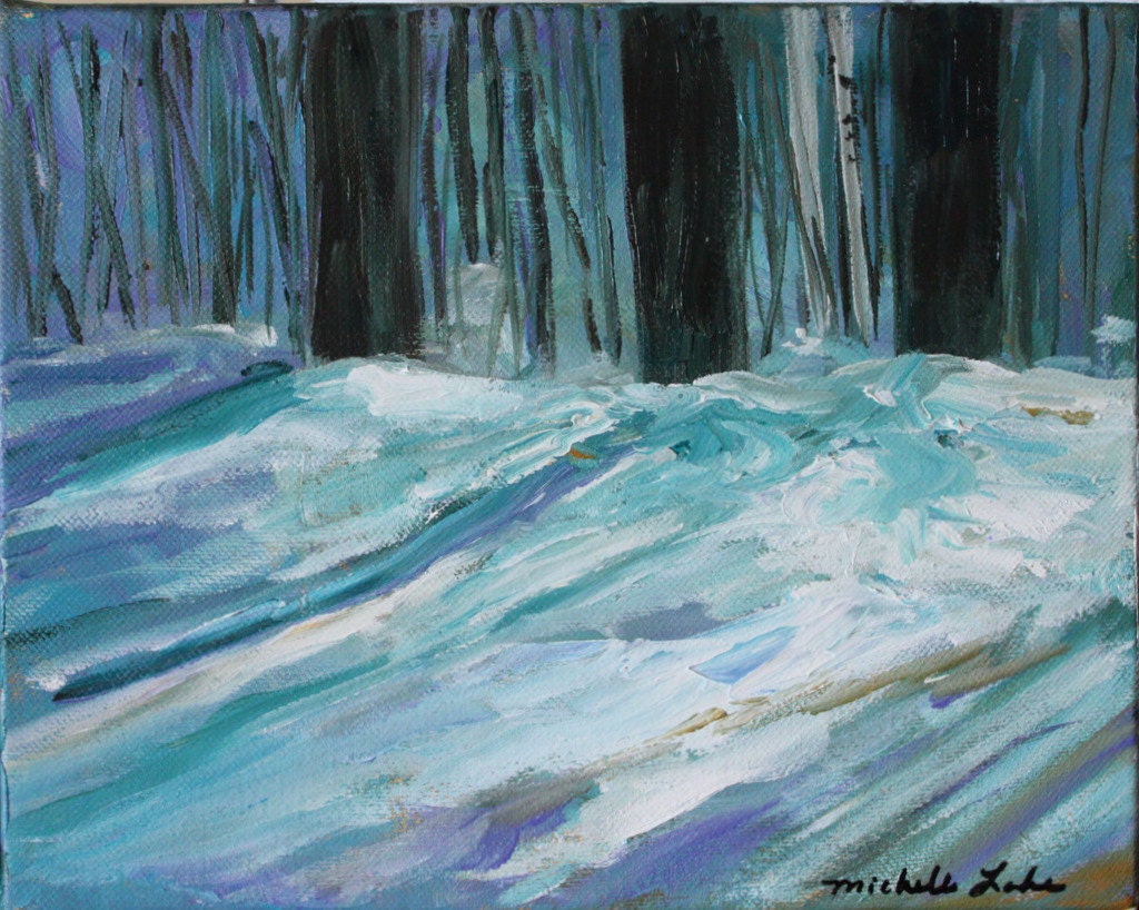 Tree Painting  8 x 10  SHADOWS    acrylic on canvas Treasury Item