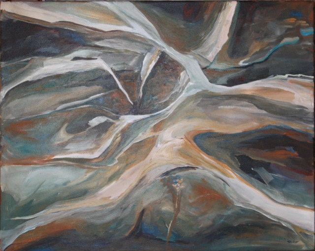 abstract painting  original one of a kind 16 x 20 acrylic on canvas entitled "Cracked Ice"
