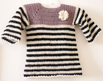 Instant download - Dress Crochet PATTERN (pdf file) - Striped Tunic Dress (sizes up to 4 years)