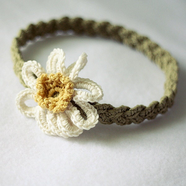 Instant downlaod - Crochet PATTERN (pdf file) - Daisy Braided Headband (sizes - baby to adult)