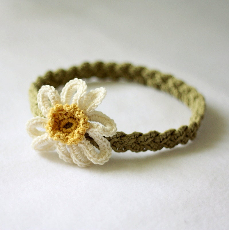 Instant downlaod - Crochet PATTERN (pdf file) - Daisy Braided Headband (sizes - baby to adult)