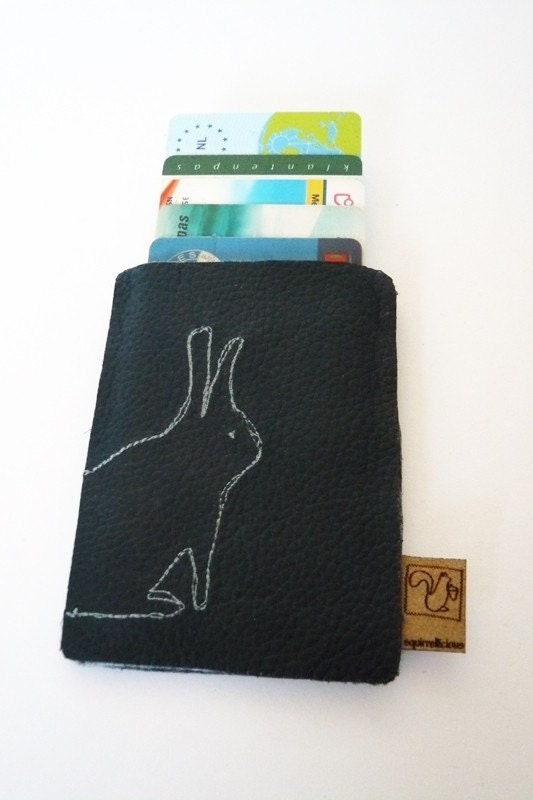 creditcard holder rabbit black leather
