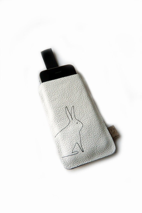Iphone sleeve rabbit white leather case