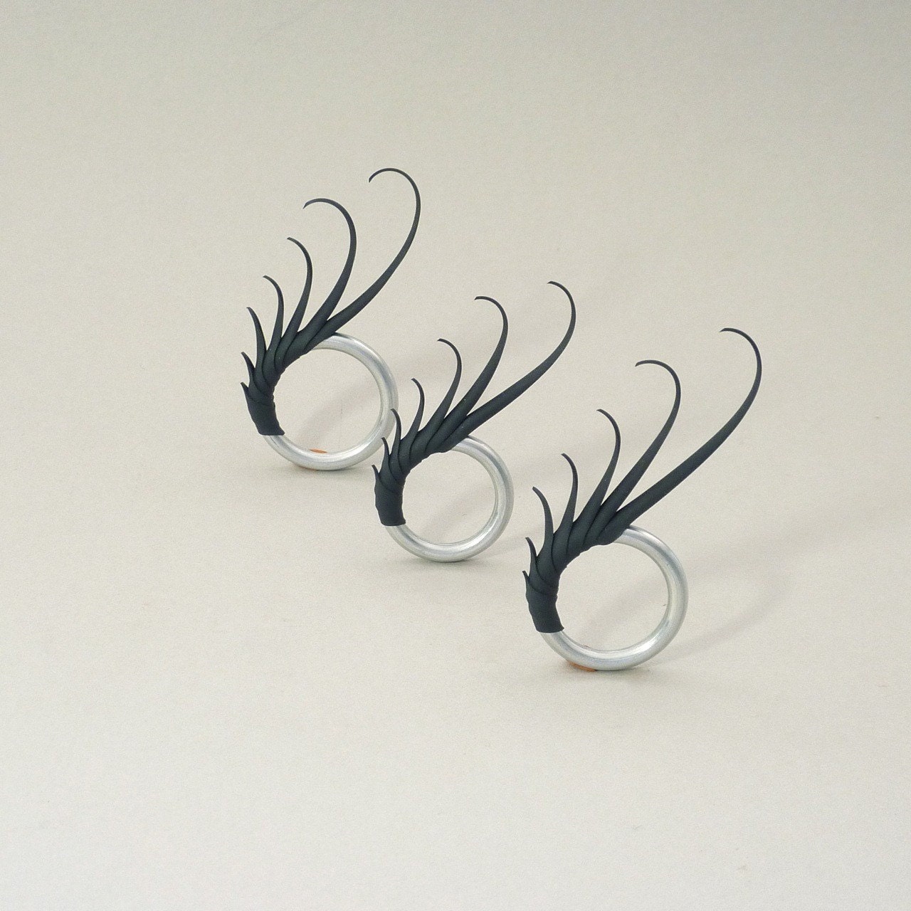 Black 7 Spike Plume Ring - made to order