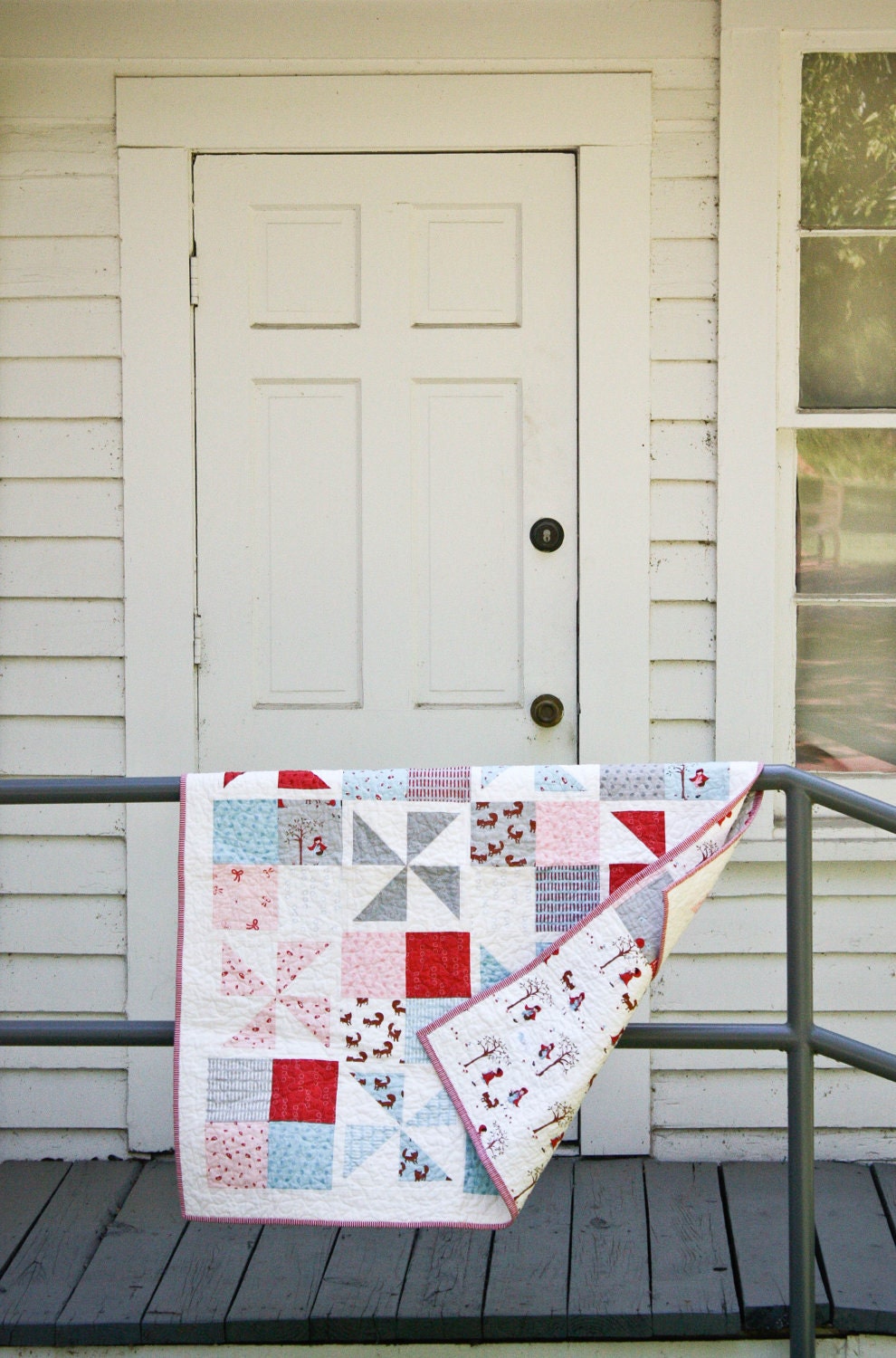 RESERVED FOR CHERYL - A Walk In The Woods Pinwheel Baby Quilt