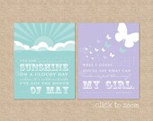 My Girl, I've got Sunshine, Temptations Art Print Se, Archival Giclee Art Prints for Nursery / Child's Room - Custom Match colors, 8x10
