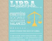 LIBRA Zodiac Nursery / Kids Room Giclée Art Print - 8 x 10