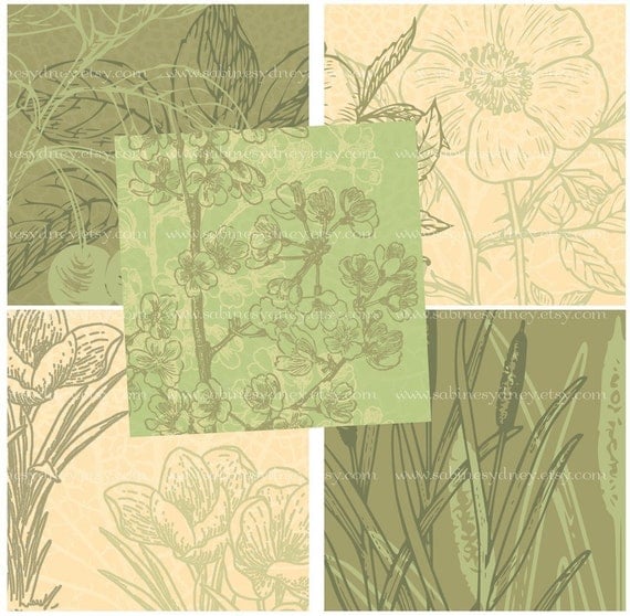 2.5 Inch Squares - Botanical Collages - Digital Collage Sheet 936