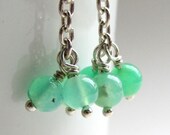 Chrysoprase Earrings with Sterling Silver Chain
