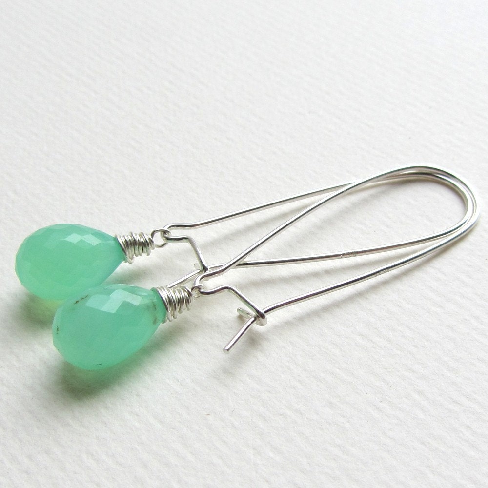 Chrysoprase Earrings with Kidney Ear Wire