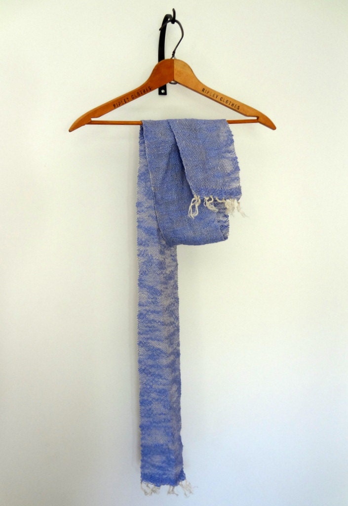 Handwoven Scarf Hemp and Cotton in Periwinkle