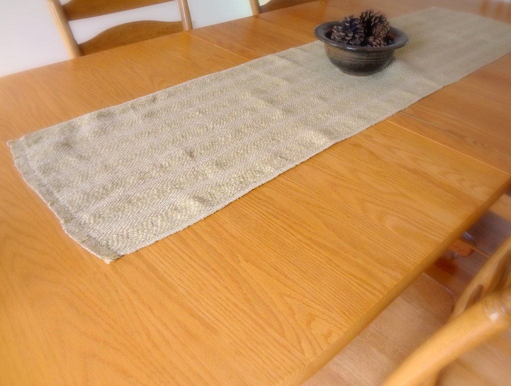 Handwoven Runner Yellow Green Linen Paper and Pine Paper