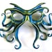 Cthulhu leather mask, hand-painted in metallic turquoise and green-gold