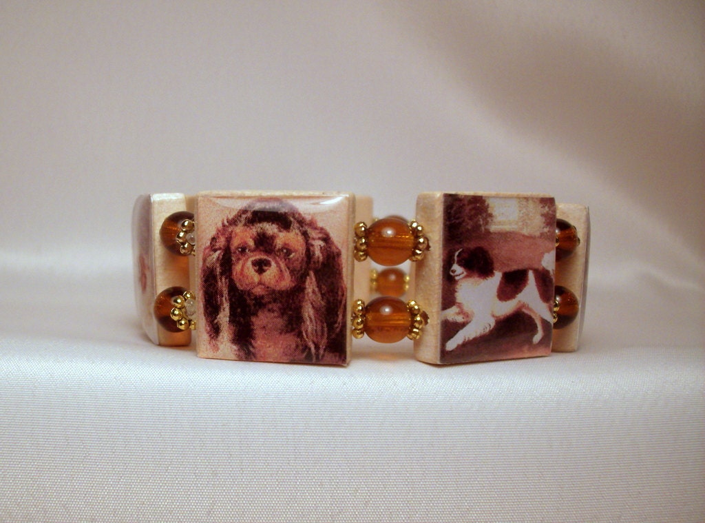 Cavalier King Charles Jewelry / Dog Lover / Upcycled Scrabble Bracelet