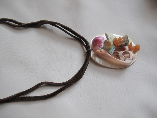 Handmade Beach wedding mother of pearl ,sea shell necklace,,deerskin cord,Brides,Bridesmaids,.nautical weddings,