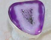 Purple lilac one of a kind Druzy Drusy stone 925 silver ring - US size 8-1/4 OOAK
