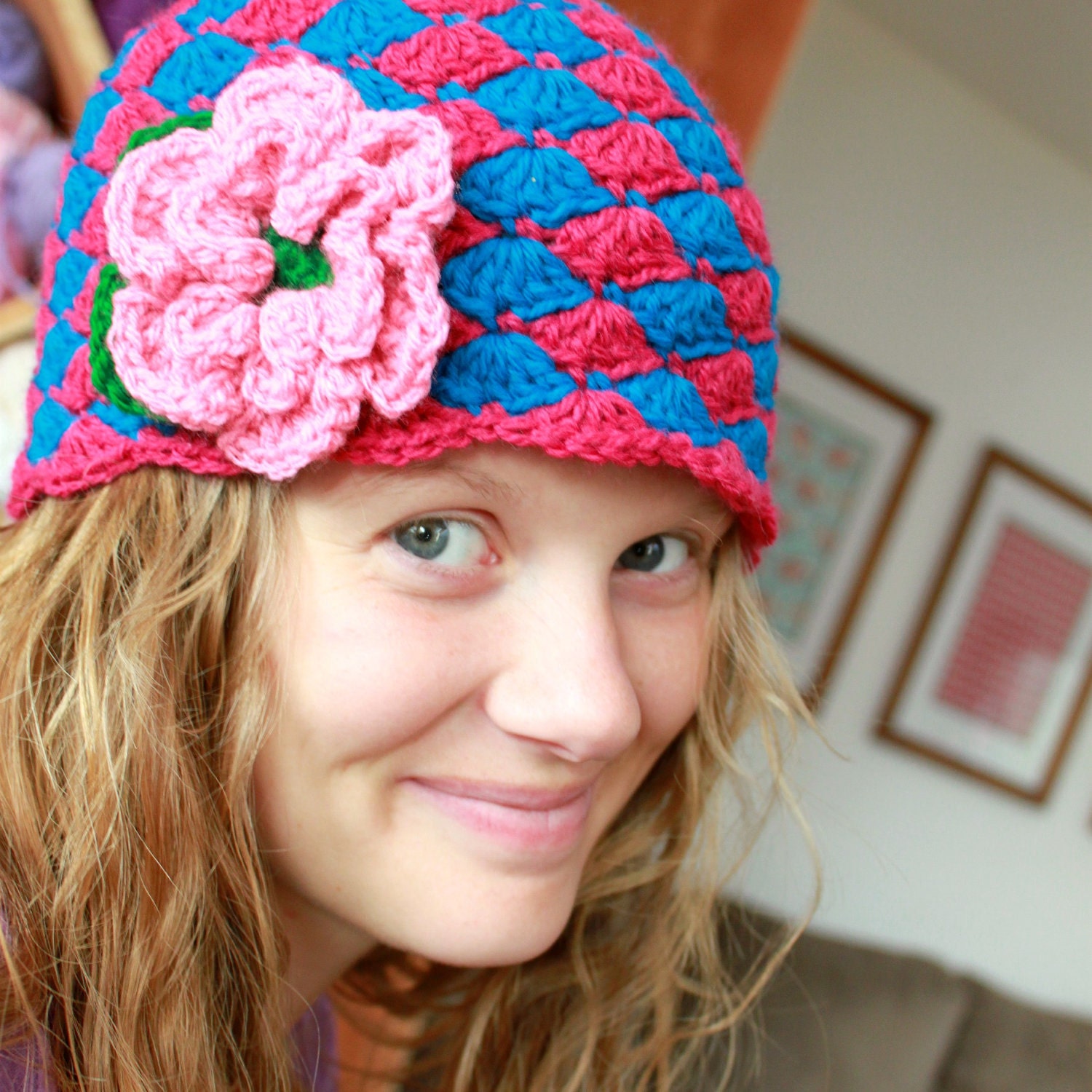 Instant Download - Crochet Hat Pattern - Angela Hat with Flower (Newborn to Adult)