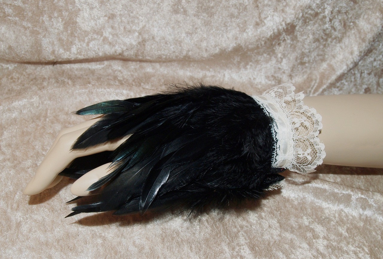 Black Feather Wrist Cuffs
