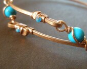 Eco Copper Turqouise Howlite Adjustable Bangle Bracelet