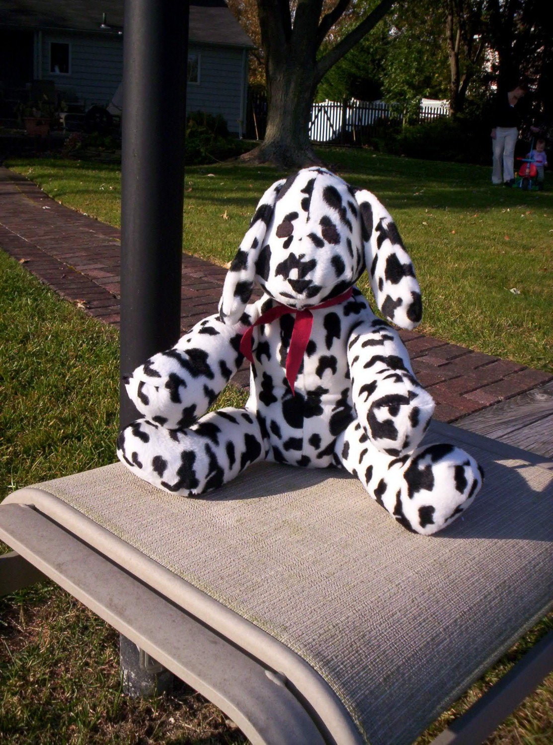 Dog Stuffed Animal in black and white plush fabric puppy dalmation in Large Size