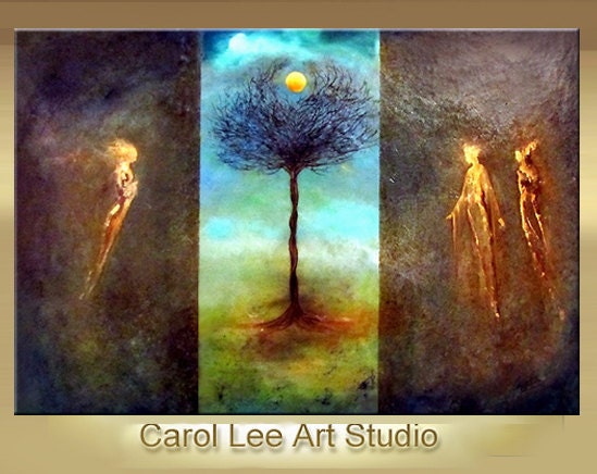 Large original fine earth art tree painting modern fine art print abstract contemporary canvas Free Shipping leearte - Carol Lee Art Studio