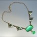 Art Deco Necklace Emerald Green Glass Enamel Gold Rhinestone Vintage 1920s Jewelry