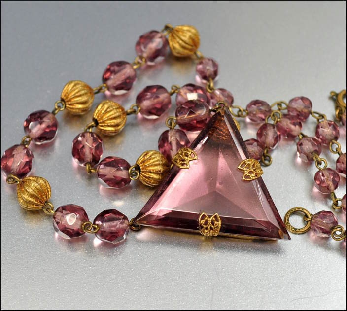 Art Deco Czech Necklace Glass Bead Gold Art Deco Jewelry Vintage 1920s Jewelry