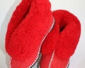 Fire-Engine Red Sheepskin Slippers (All sizes available)
