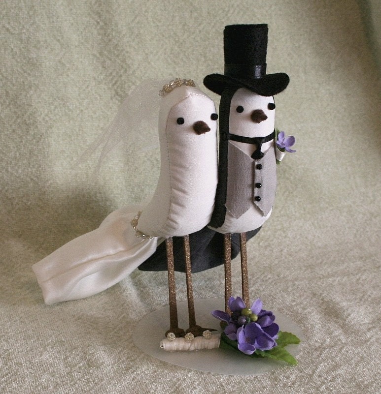 Bride and Groom Bird Cake Topper - Custom Made Wedding Cake Topper