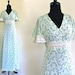 70s Cotton Gauze Lace Boho Hippie Prairie Flutter Empire Goddess Wedding Ethereal Maxi Gown Dress . XS . SM . D131