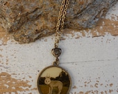 WolfOwl Pendant Necklace, Sepia Tone