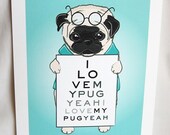 Eye Love Pugs - Eco-Friendly 7x9 Print