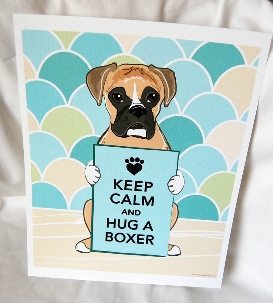 Keep Calm Boxer with Scaled Background - 8x10 Eco-friendly Print