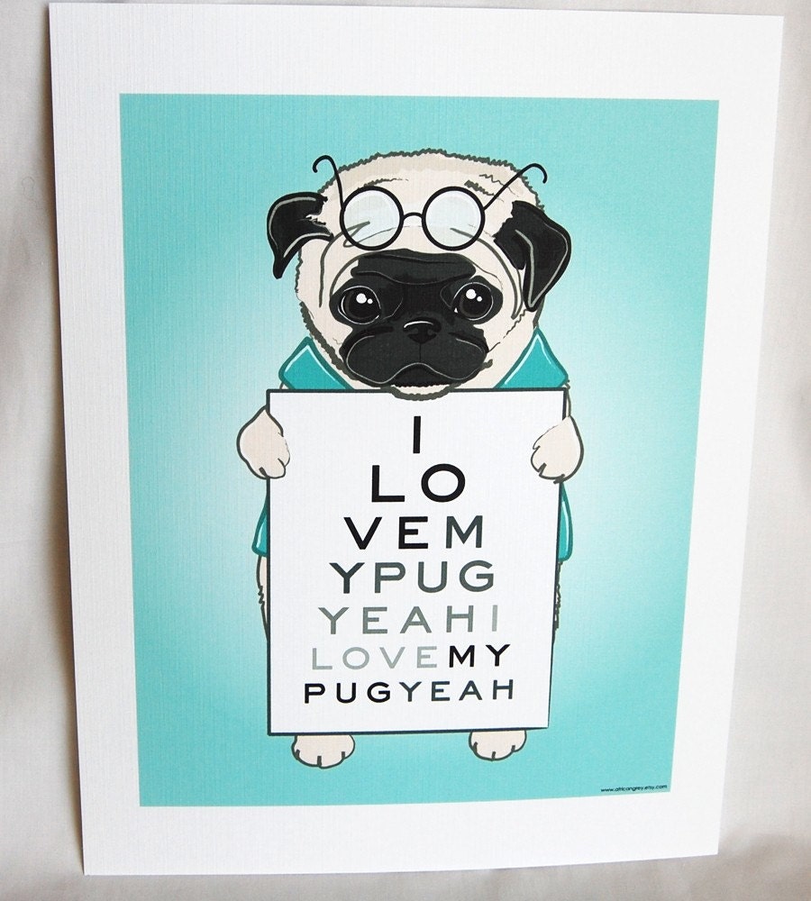 Eye Love Pugs - Eco-Friendly 7x9 Print