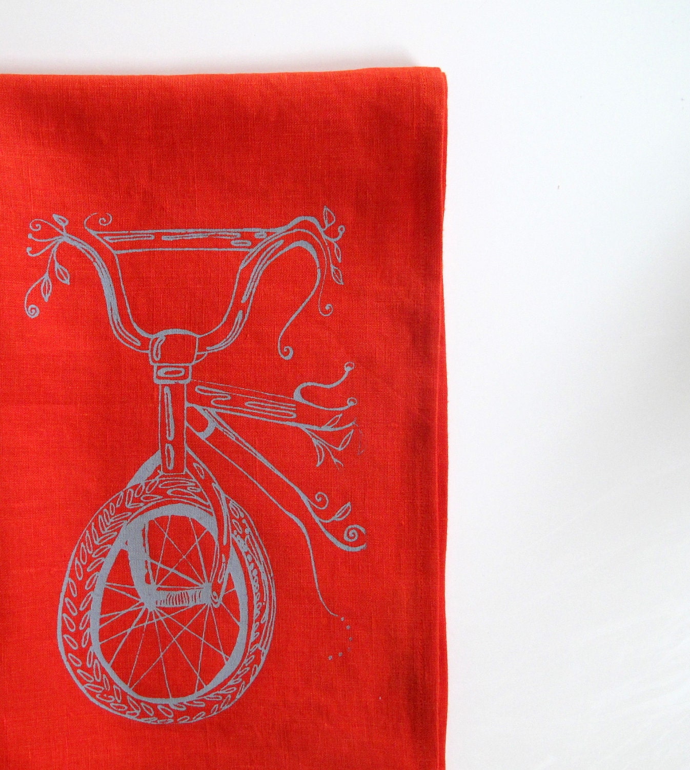 Orange Tea Towel - Gray Bicycle