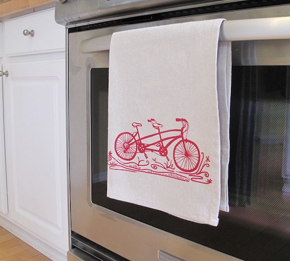 Cotton Kitchen Towel Tandem Bike in Red