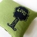Pillow Cover - Cushion Cover- Denim Blue Love Tree on Olive Linen - 12 x 16