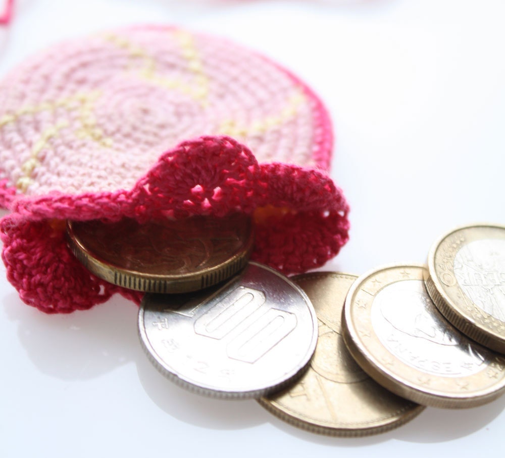 Mini Coins Purse round Pendant - FREE SHIPPING - Tiny Neck Wear - Little Purse for Coins and cameo - Amulet Bag - Small Pouch-back to school