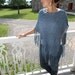 Bamboo Shawl Poncho with fringes -Blue shades-