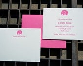 50 personalized letterpress birth announcements and coordinating note cards