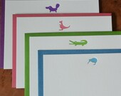 Animals of the South Pacific - 12 letterpress flat cards - platypus kangaroo crocodile kiwi - on sale 25% off