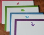 Woodland animals - 12 letterpress flat cards - rabbit porcupine squirrel skunk - on sale 25% off
