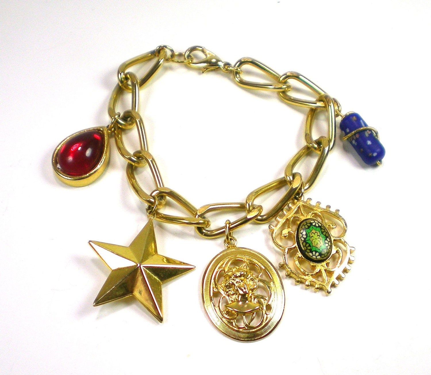 Charm Bracelet Vintage Jewelry Gold Tone