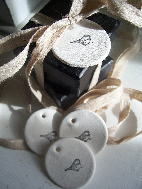 Petite Bird Clay Mini Tag -set of 4